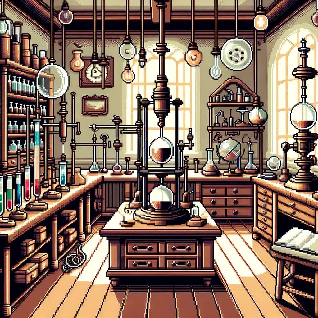 the discovery of gravity, pixel art
